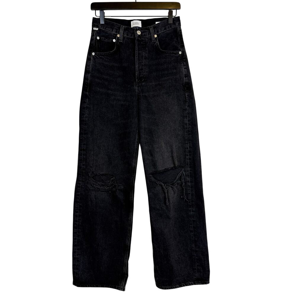 Citizens of Humanity Ayla Baggy High Rise 32L Jeans Black $258 - 24